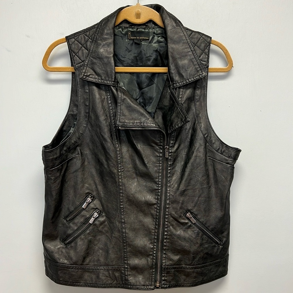I Jeans by Buffalo Women’s Faux Leather Moto Vest Size Large